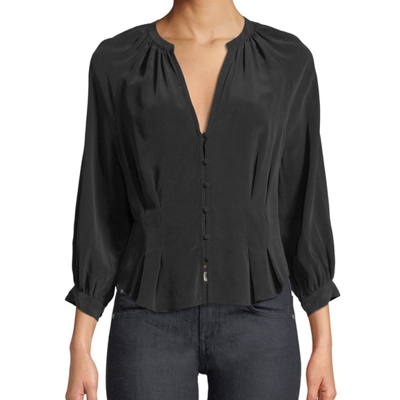 joie black silk blouse